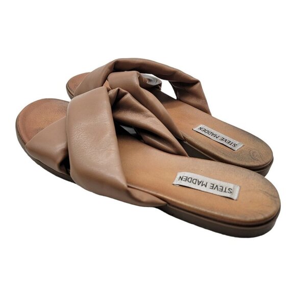 Steve Madden Crozz Women's Vegan Leather Crisscross Slide Sandals Size 9M - Picture 4 of 7